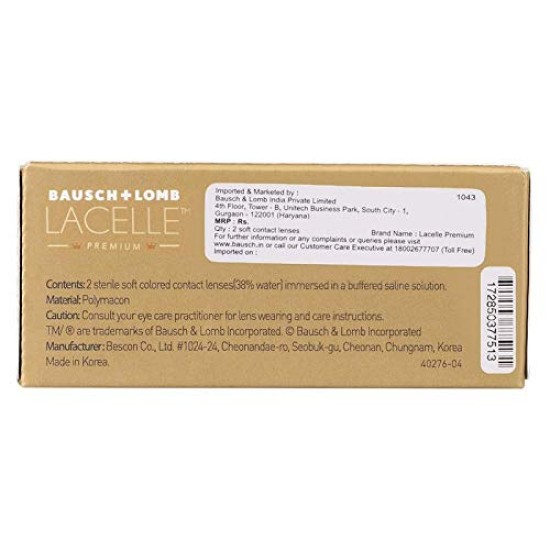 Bausch & Lomb Lacelle Premium Monthly Disposable Contact Lens (2 Lens Pack )  Color Hazel