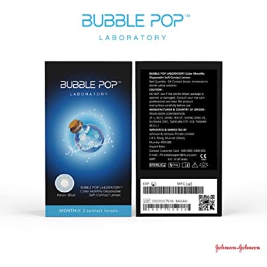 Johnson & Johnson Bubble Pop Neon Blue Color Contact Lens - 2 Lens Pack