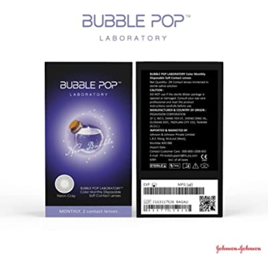 Johnson & Johnson Bubble Pop Neon Gray Color Contact Lens - 2 Lens Pack