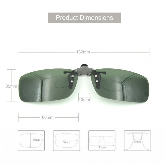 Accura Day Vision Polarized Clip on Flip up Driving Glasses : Color GREEN