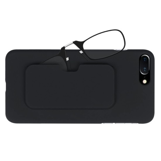 Slim Readers Ultrathin Portable Mobile Sticking Reading Glasses for Men & Women with Black Universal Pod Case , Black Frame , +1.00 Dioptres